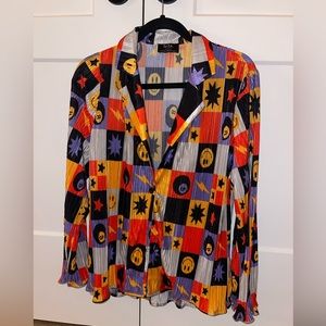 DRESSED IN LALA NWOT SMILEY BUTTON UP